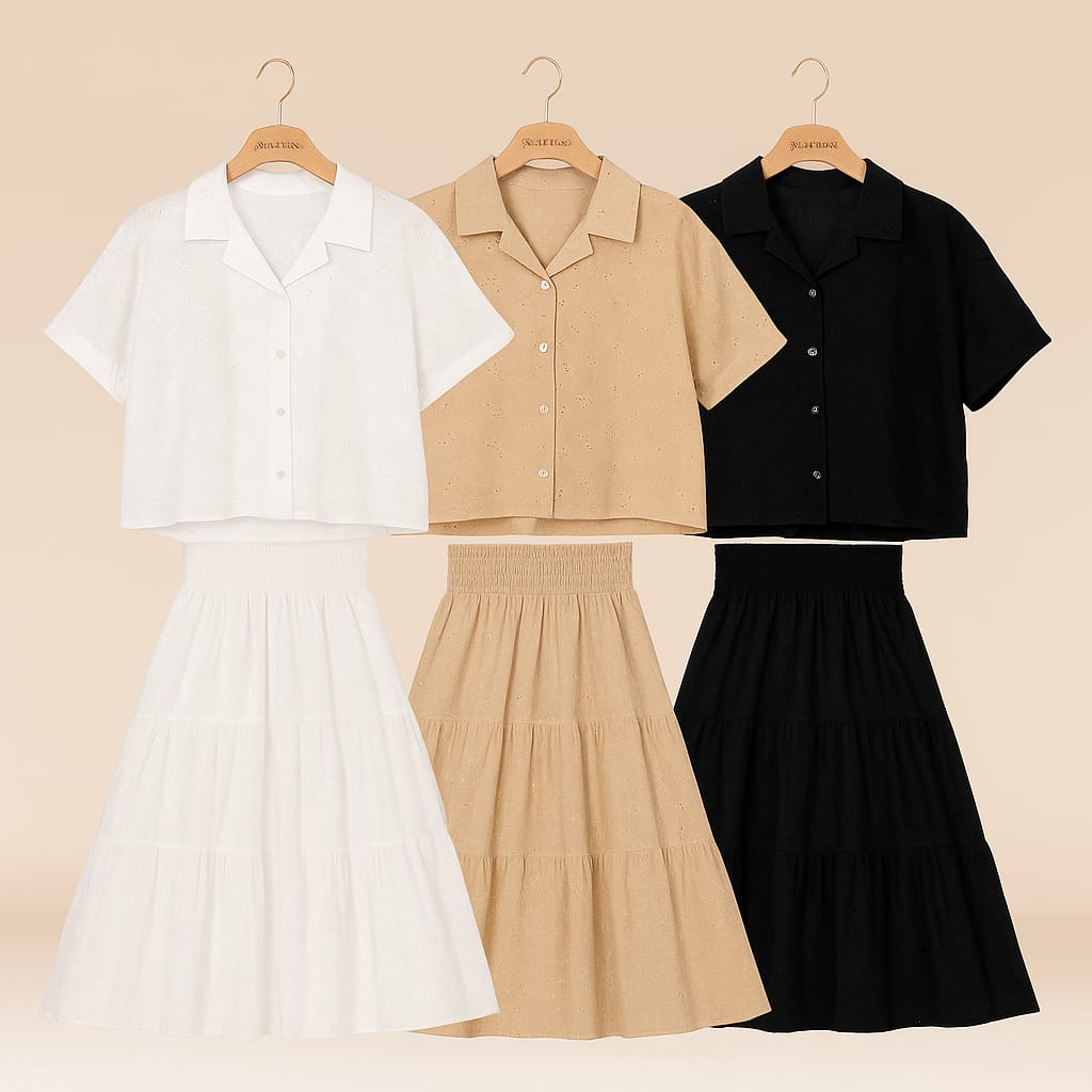 Blouse & Midi Skirt Set