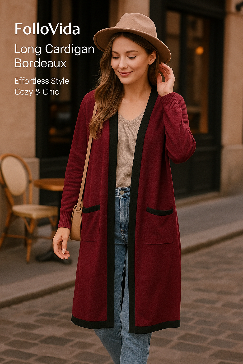 Cardigan Long Bordeaux