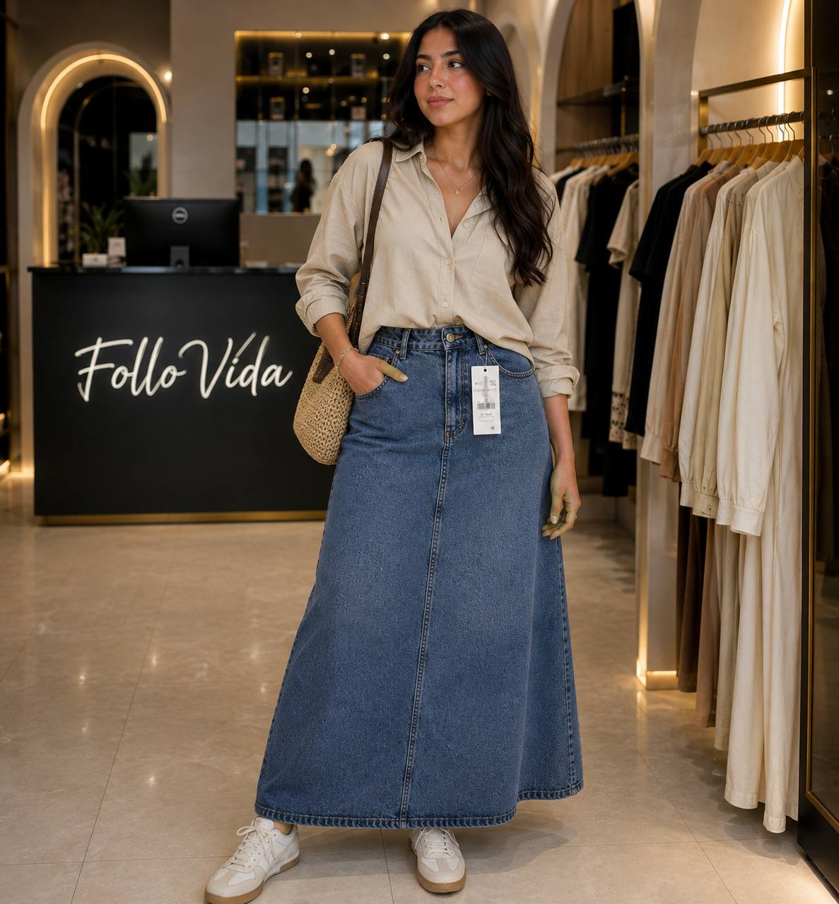 Jupe Jean Maxi Bleue (Denim Maxi Skirt)
